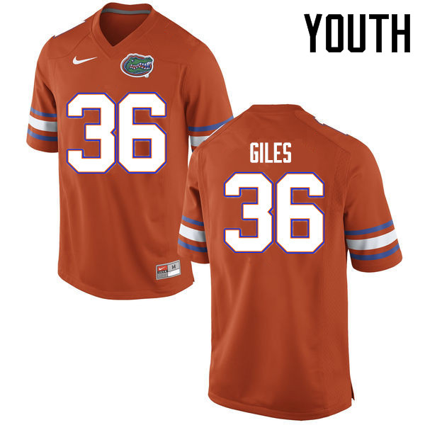Youth Florida Gators #36 Eddie Giles College Football Jerseys Sale-Orange - Click Image to Close
